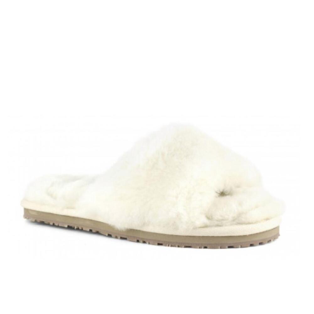 NEW MOU women's sheepskin slide slippers in vanilla